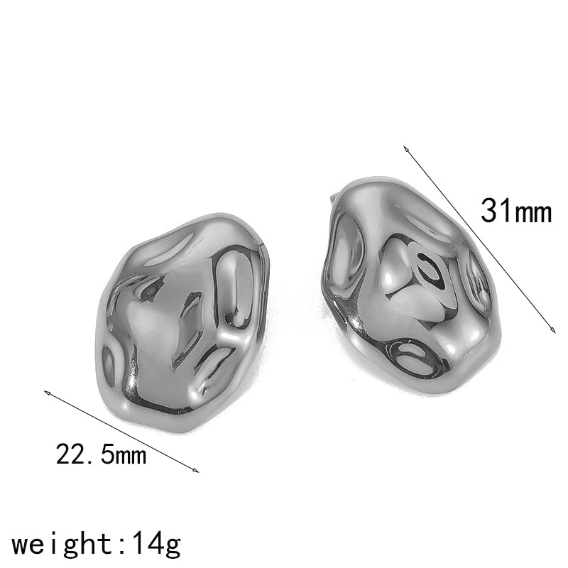wholesale IG Style Geometric Oval Polishing Plating 304 Stainless Steel 18K Gold Plated Ear Studs - coojewelry