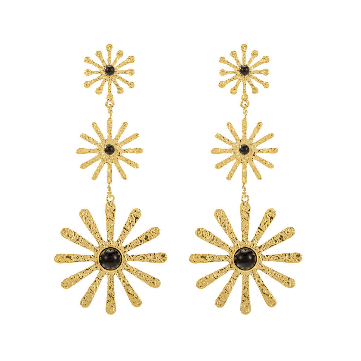 wholesale IG Style Sweet Simple Leaves Flower Inlay 304 Stainless Steel Gem Drop Earrings - coojewelry