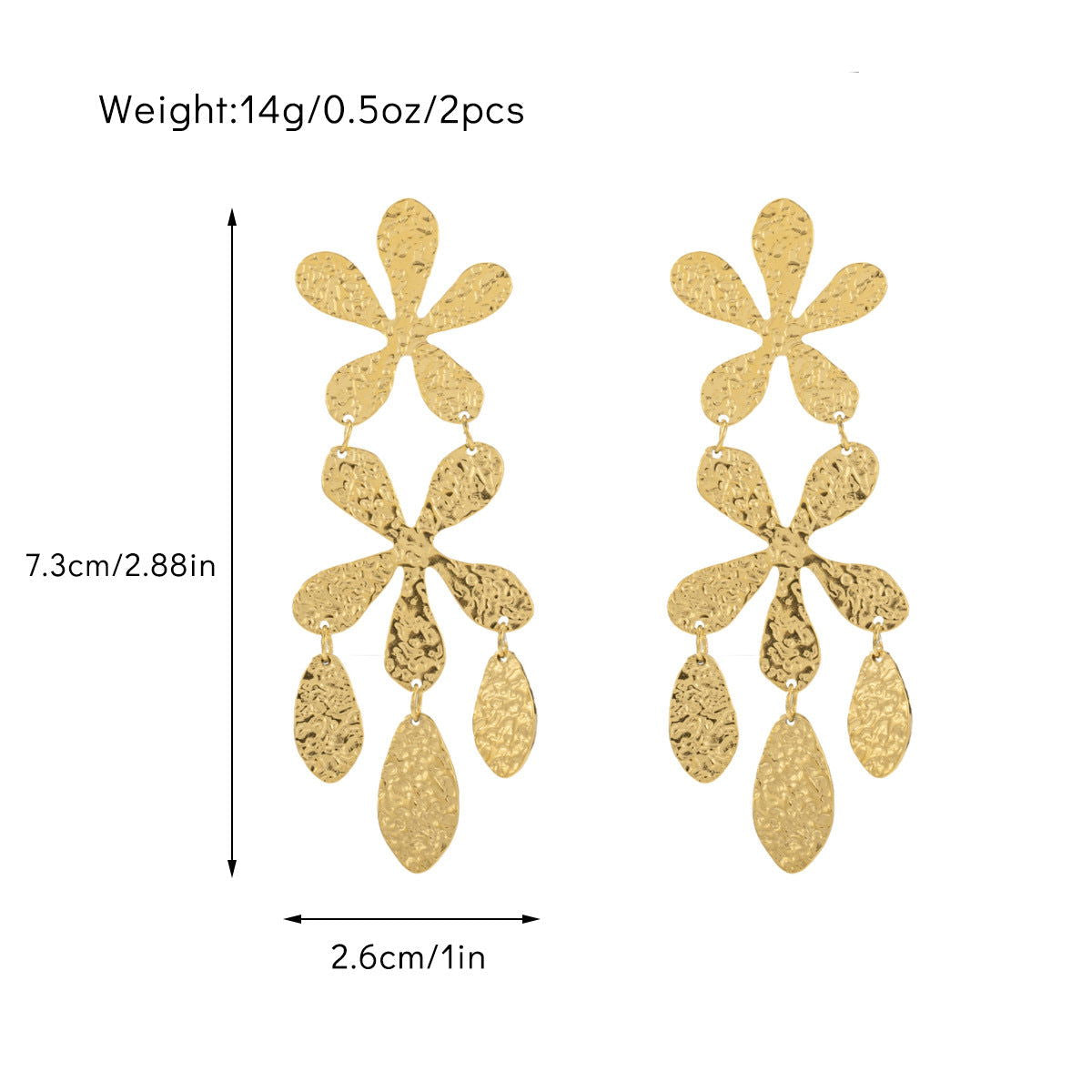 wholesale IG Style Sweet Simple Leaves Flower Inlay 304 Stainless Steel Gem Drop Earrings - coojewelry