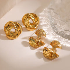 wholesale Retro Simple Classic Solid Color 304 Stainless Steel Ear Studs - coojewelry