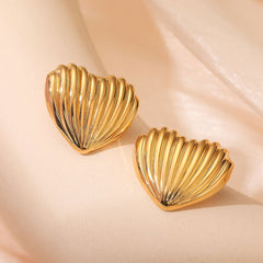 wholesale Retro Simple Style Commute Round Heart Shape Inlay 304 Stainless Steel Pearl Ear Studs - coojewelry