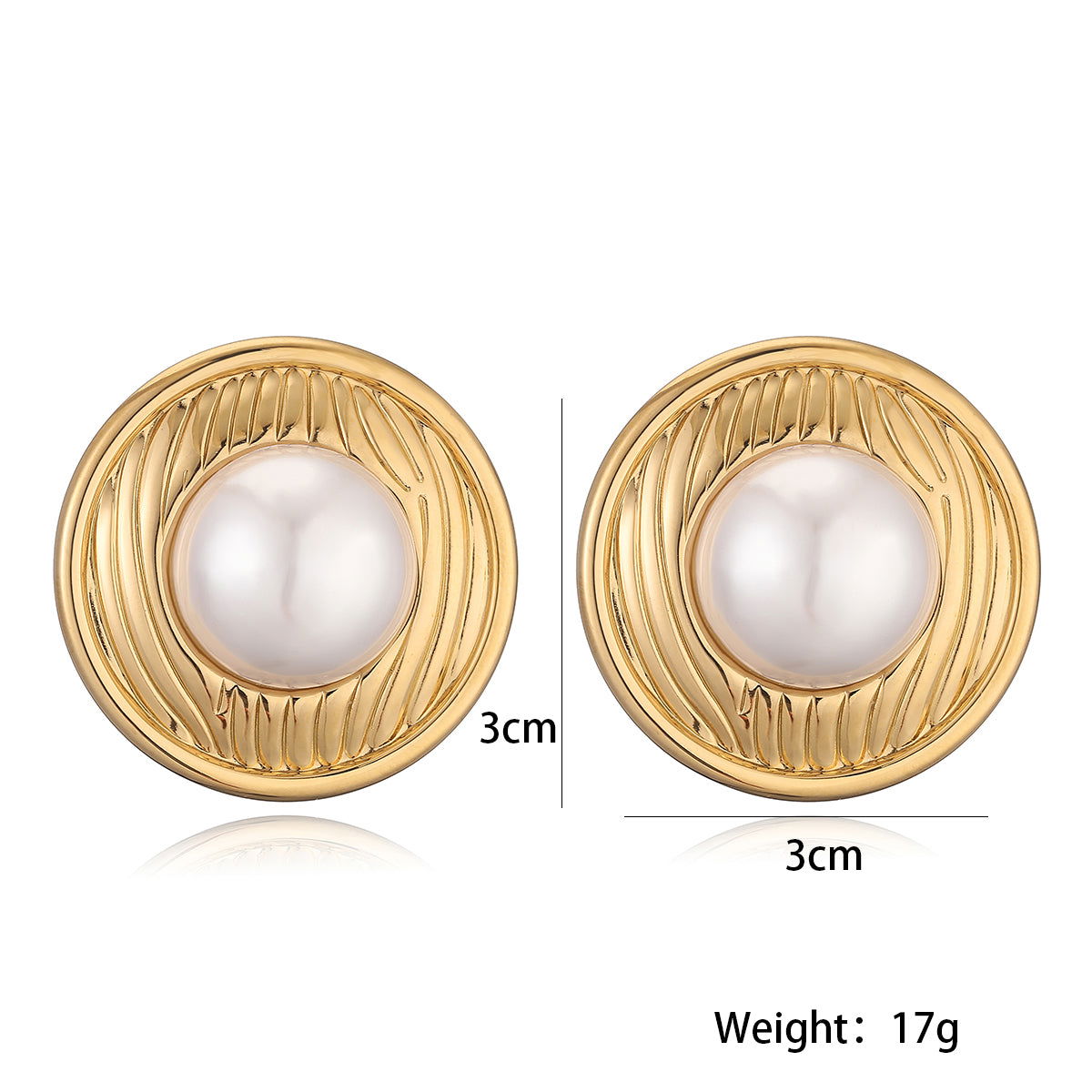 wholesale Retro Simple Style Commute Round Heart Shape Inlay 304 Stainless Steel Pearl Ear Studs - coojewelry