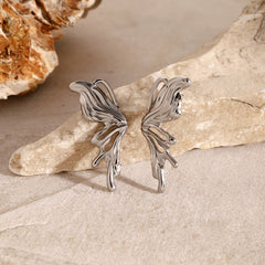 wholesale Simple Classic Style Butterfly 304 Stainless Steel Ear Studs - coojewelry