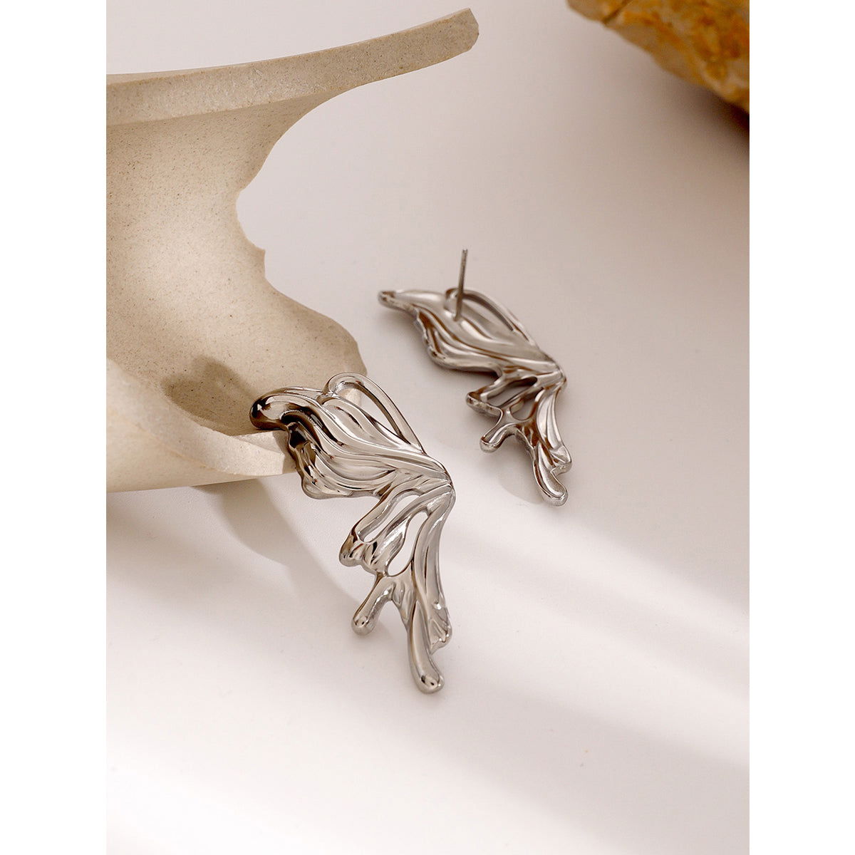 wholesale Simple Classic Style Butterfly 304 Stainless Steel Ear Studs - coojewelry