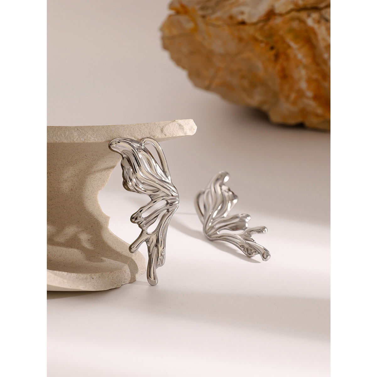 wholesale Simple Classic Style Butterfly 304 Stainless Steel Ear Studs - coojewelry
