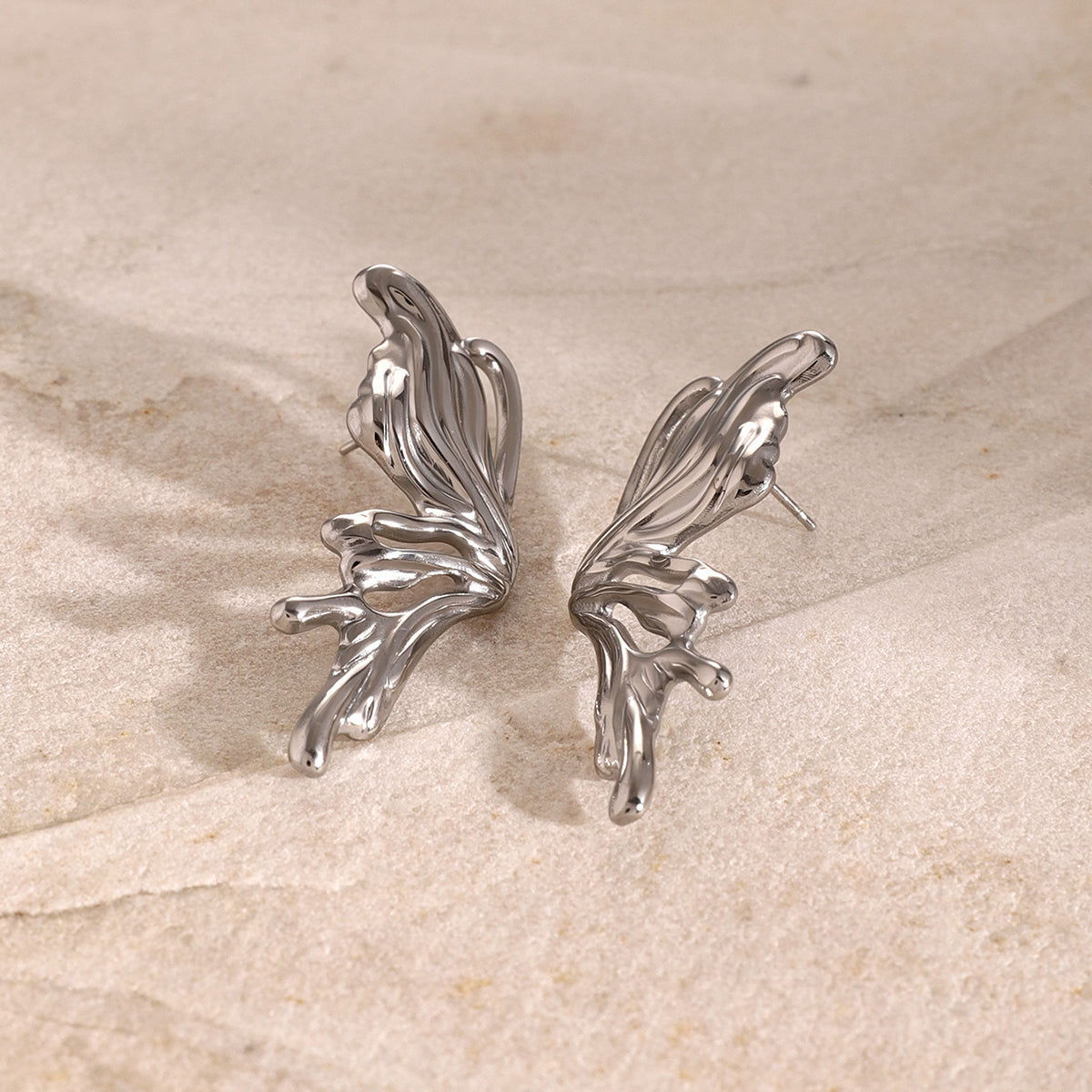 wholesale Simple Classic Style Butterfly 304 Stainless Steel Ear Studs - coojewelry