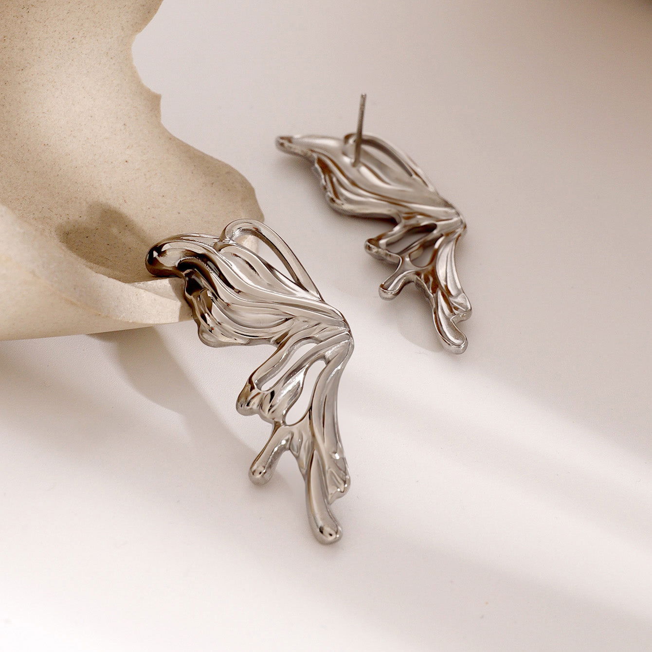 wholesale Simple Classic Style Butterfly 304 Stainless Steel Ear Studs - coojewelry