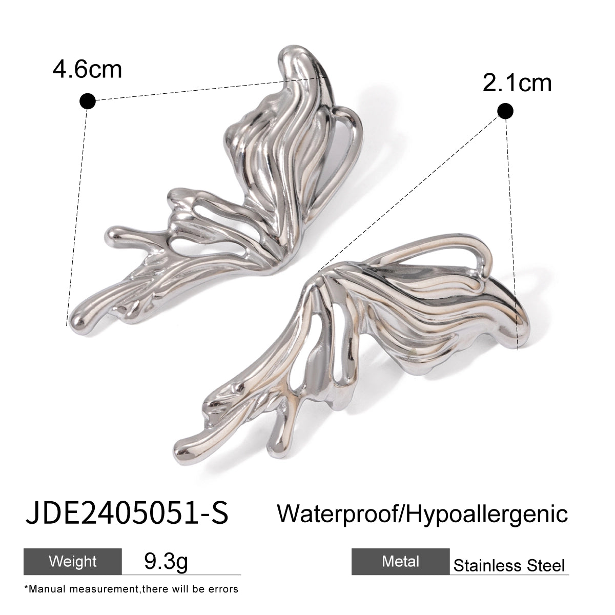 wholesale Simple Classic Style Butterfly 304 Stainless Steel Ear Studs - coojewelry