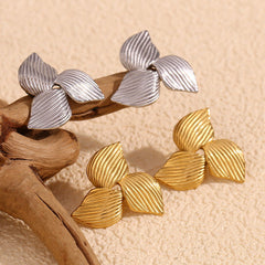 wholesale Simple Classic Style Flower Plating 304 Stainless Steel Ear Studs - coojewelry