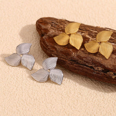 wholesale Simple Classic Style Flower Plating 304 Stainless Steel Ear Studs - coojewelry
