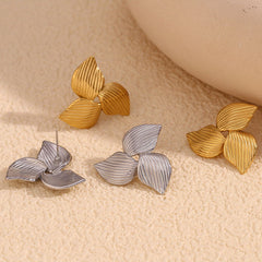 wholesale Simple Classic Style Flower Plating 304 Stainless Steel Ear Studs - coojewelry
