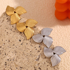 wholesale Simple Classic Style Flower Plating 304 Stainless Steel Ear Studs - coojewelry