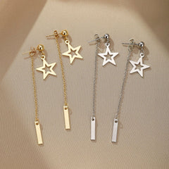 wholesale Simple Classic Style Pentagram 304 Stainless Steel Drop Earrings - coojewelry