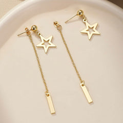 wholesale Simple Classic Style Pentagram 304 Stainless Steel Drop Earrings - coojewelry