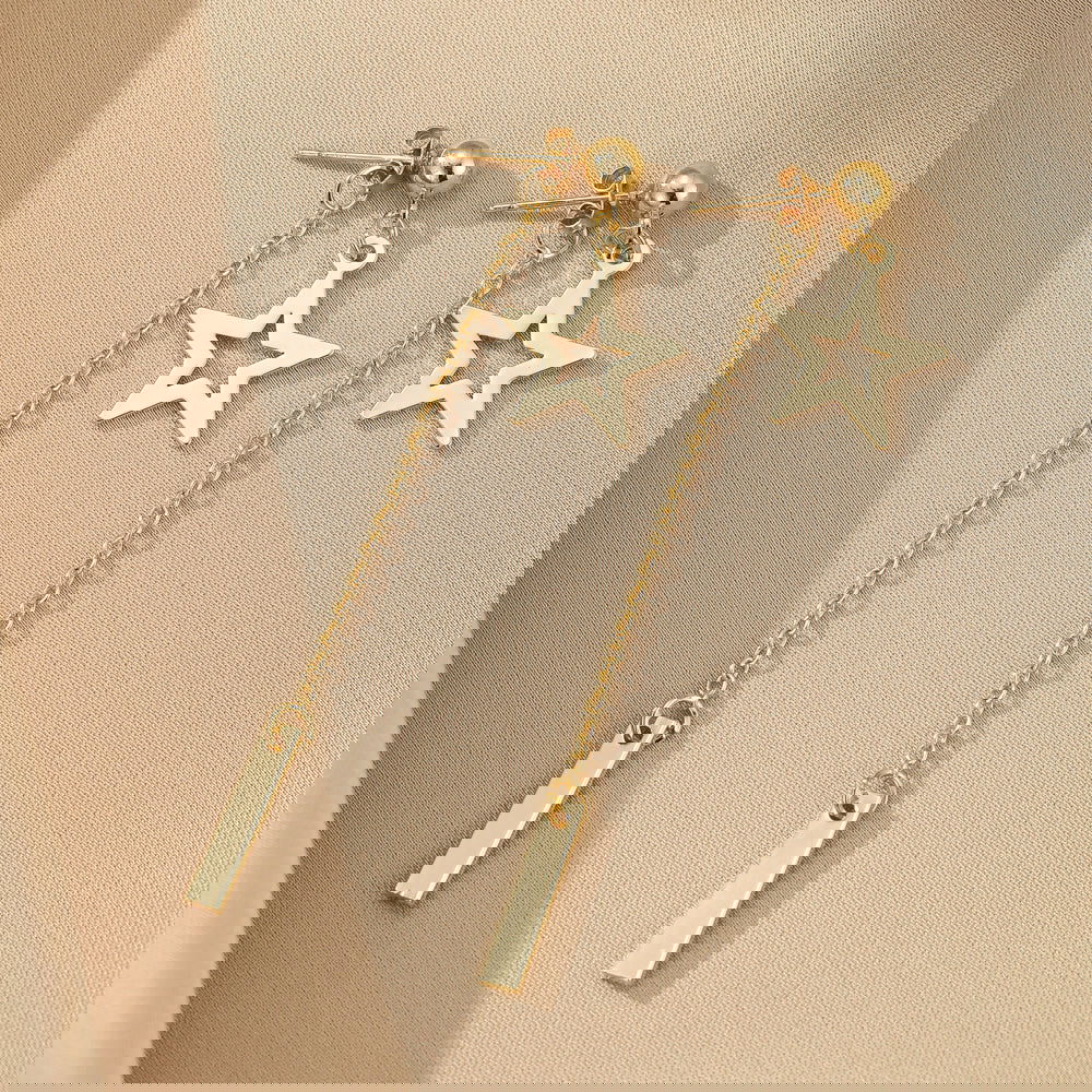 wholesale Simple Classic Style Pentagram 304 Stainless Steel Drop Earrings - coojewelry