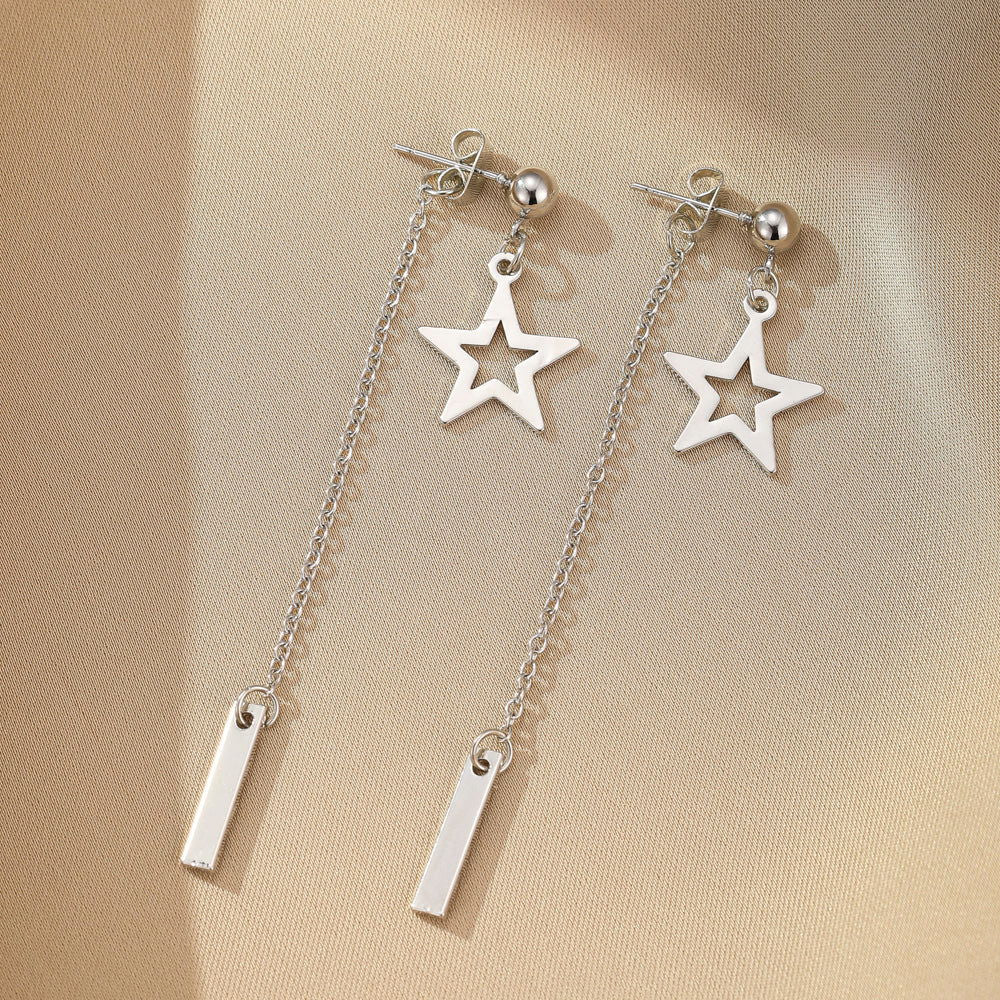 wholesale Simple Classic Style Pentagram 304 Stainless Steel Drop Earrings - coojewelry