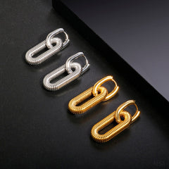 wholesale Simple Classic Style Solid Color 304 Stainless Steel Drop Earrings - coojewelry
