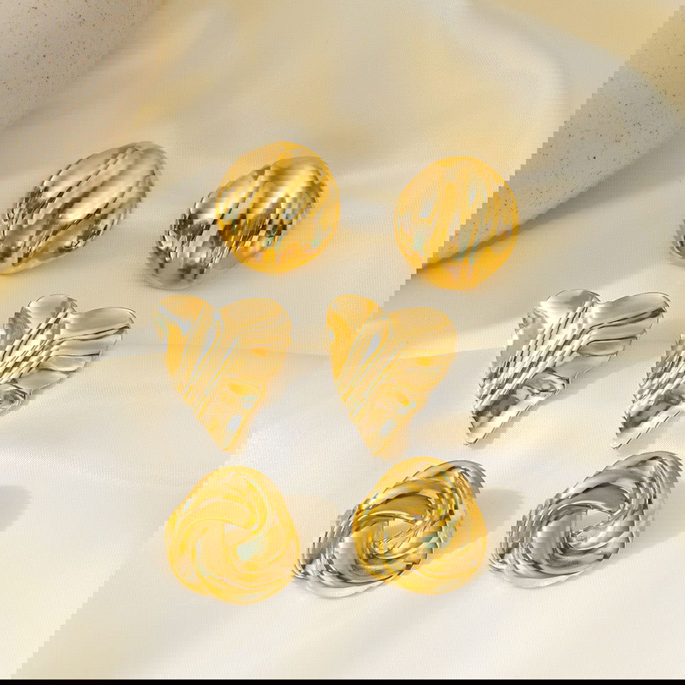 wholesale Vintage Simple Streetwear Geometric 316L Stainless Steel 18K Gold Plated Ear Studs - coojewelry