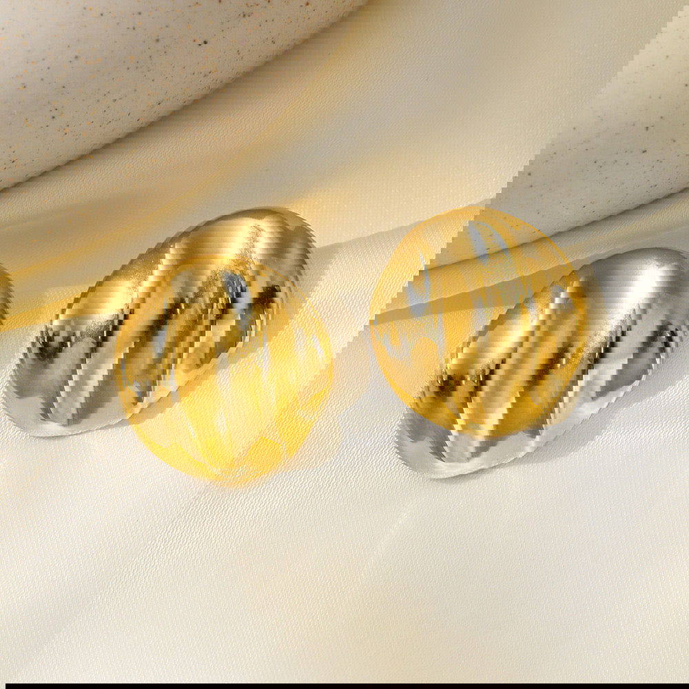 wholesale Vintage Simple Streetwear Geometric 316L Stainless Steel 18K Gold Plated Ear Studs - coojewelry
