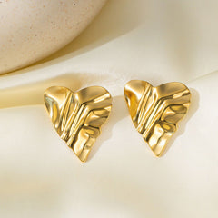 wholesale Vintage Simple Streetwear Geometric 316L Stainless Steel 18K Gold Plated Ear Studs - coojewelry