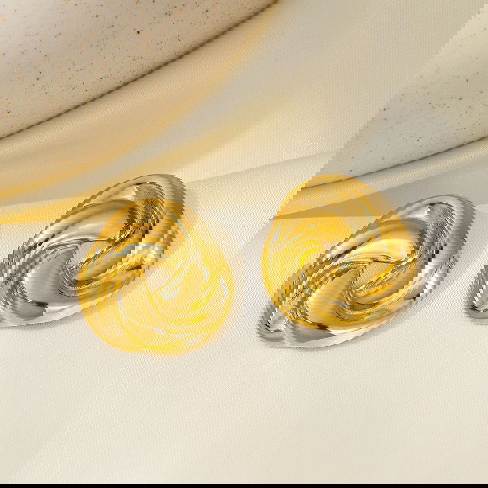 wholesale Vintage Simple Streetwear Geometric 316L Stainless Steel 18K Gold Plated Ear Studs - coojewelry