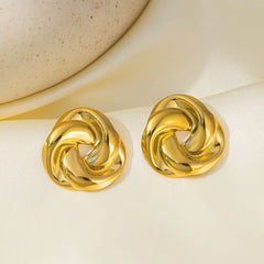 wholesale Vintage Simple Streetwear Geometric 316L Stainless Steel 18K Gold Plated Ear Studs - coojewelry