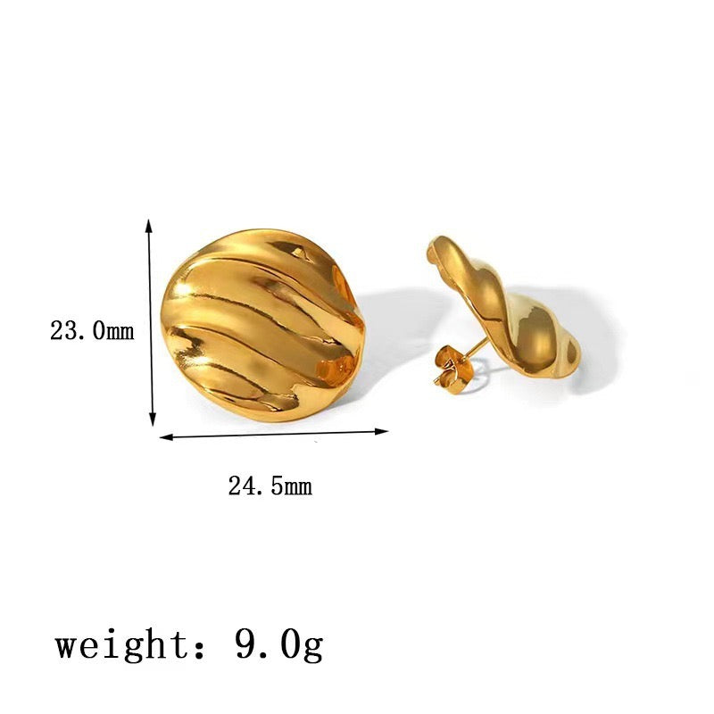 wholesale Vintage Simple Streetwear Geometric 316L Stainless Steel 18K Gold Plated Ear Studs - coojewelry